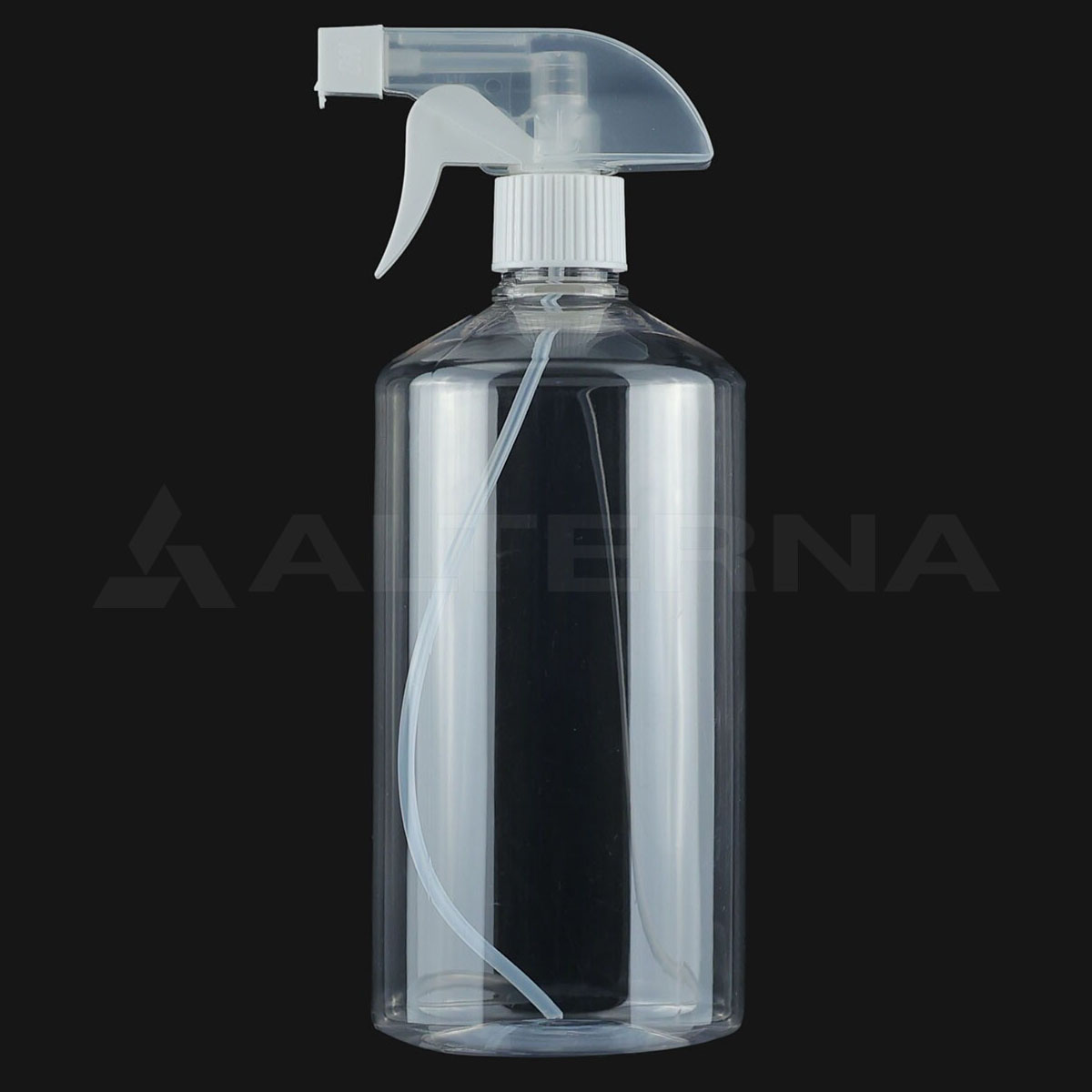 1 Liter klare PET-Sprühflasche mit 28 mm transparentem Sprühkopf und internem Tauchrohr für Reinigungs- und Hygieneanwendungen