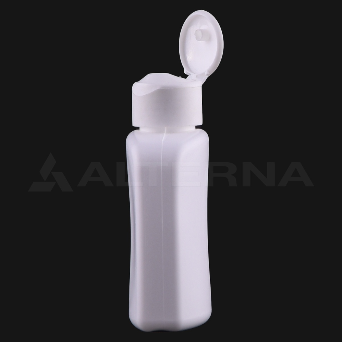 Garrafa plana de PEAD de 100 ml com Tampa flip-top de 24 mm - Thumbnail 2 of 3