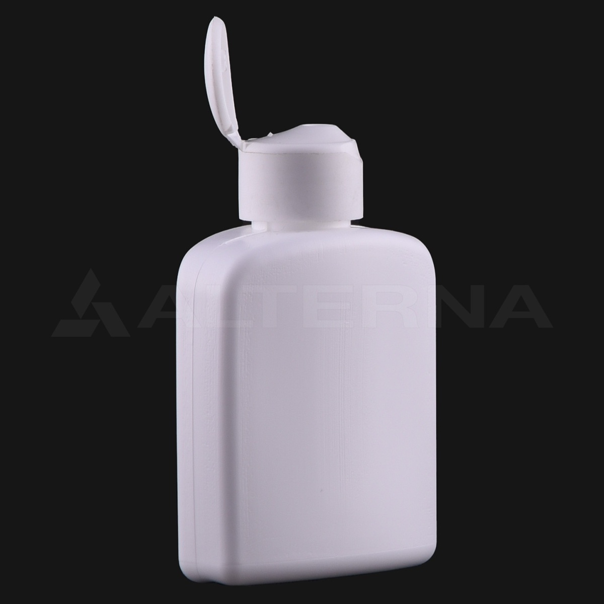 Garrafa plana de PEAD de 100 ml com Tampa flip-top de 24 mm - Thumbnail 3 of 3