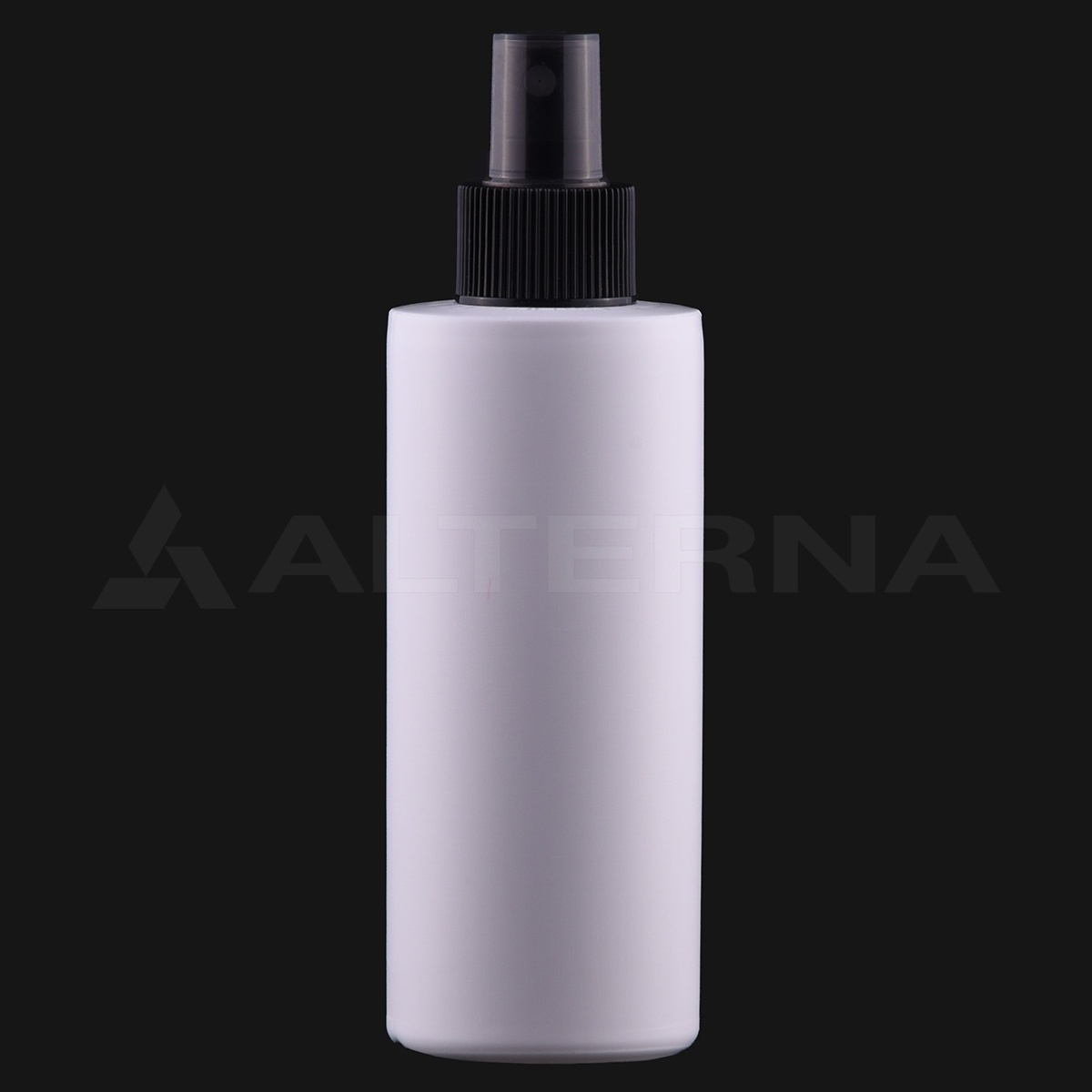 Flacon pulvérisateur cylindrique en plastique HDPE de 150 ml avec atomiseur noir de 24 mm