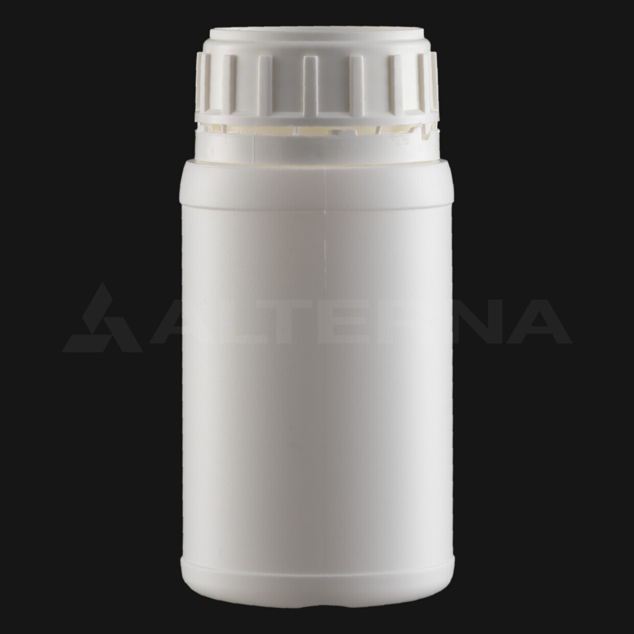 قارورة HDPE بسعة 250 مل مع غطاء أمان كاشف للعبث 50 مم - Professional packaging solution by Alternaplast زجاجة HDPE سعة 250 مل مع غطاء لولبي واضح التلاعب مقاس 50 مم، حاوية كيميائية صناعية بلاستيكية بيضاء