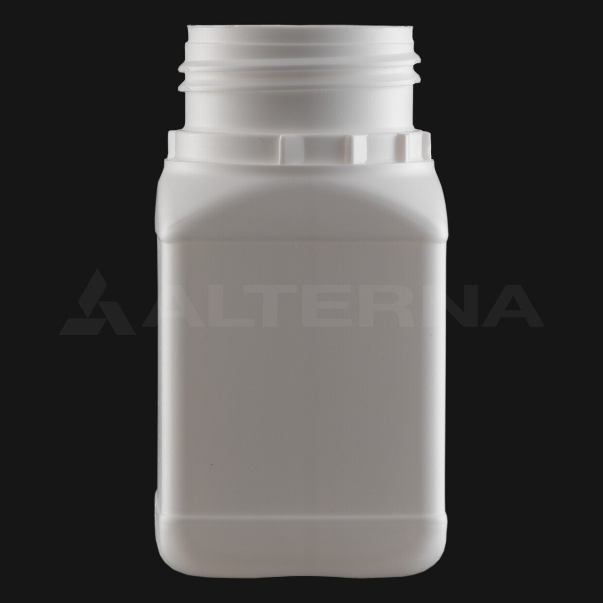 Botella cuadrada de plástico HDPE de 250 ml sin tapón, recipiente químico de plástico blanco de cuello ancho.