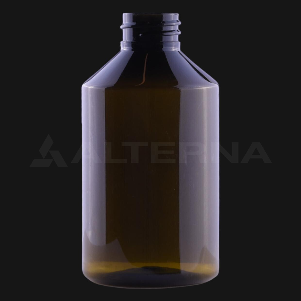 250 ml braune PET-Sprühflasche ohne Verschluss, Detailansicht des Gewindehalses