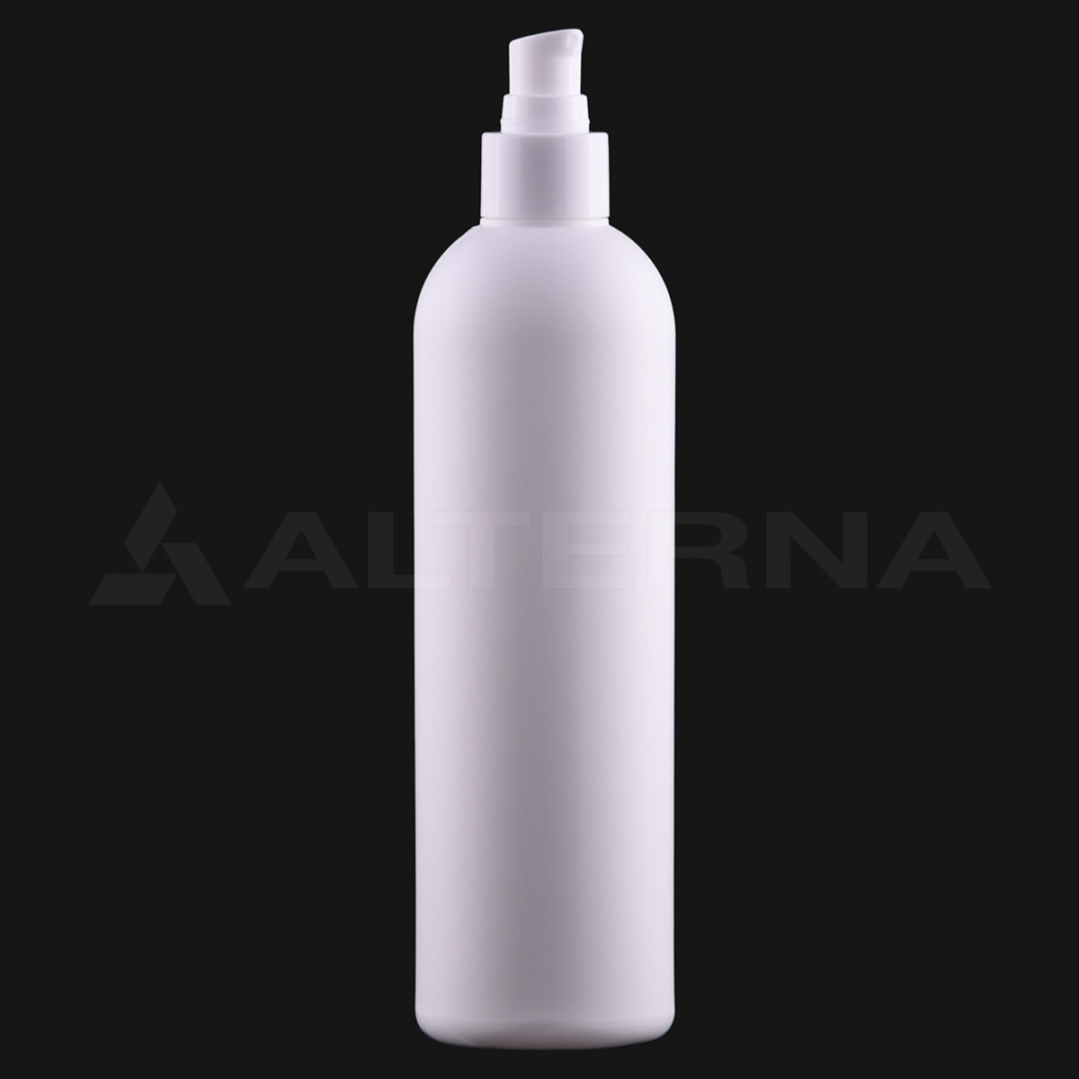 330 ml HDPE-Kunststoffflasche Boston Round mit 24-mm-Lotionpumpe ohne Schutzkappe