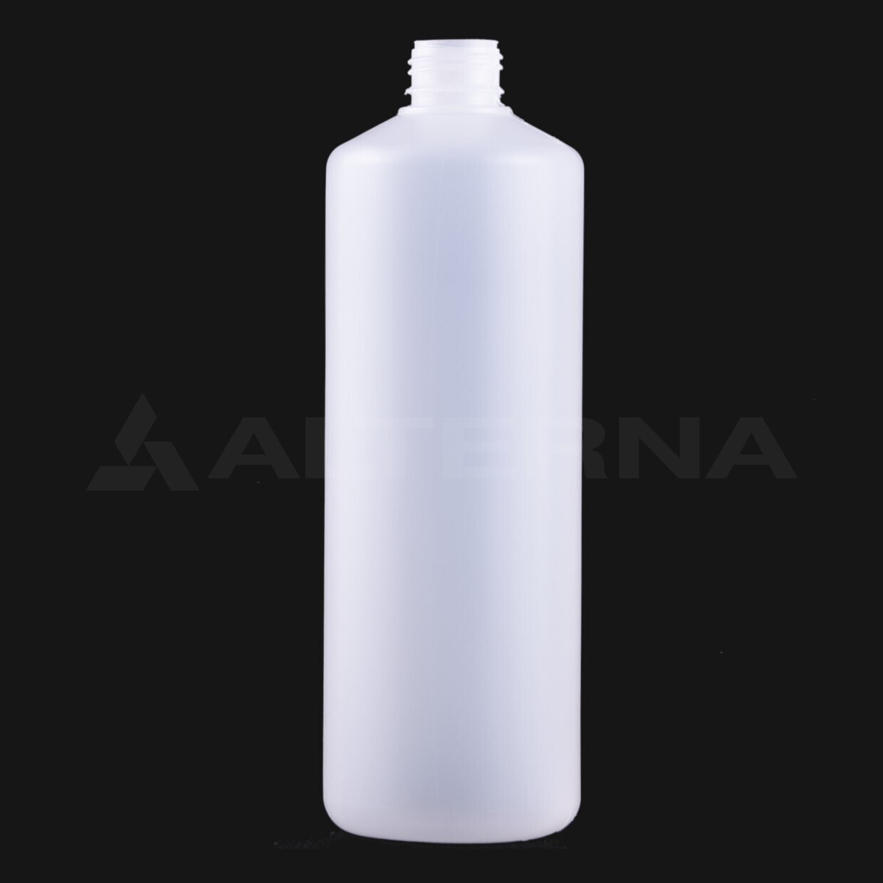 Flacon pulvérisateur cylindrique en PEHD blanc de 750 ml sans gâchette, col de 28 mm sur fond noir